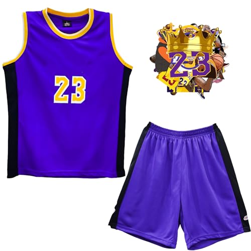 yumcute 2-Teiliges Basketball Trikot Kinder, Basketball Jersey Shirt und Shorts, Basketball ärmellose Anzug Jersey and Pants, Nr.23 Basketball Trikot, Kinder Basketball Jersey Set für 4-14 Jahre von yumcute