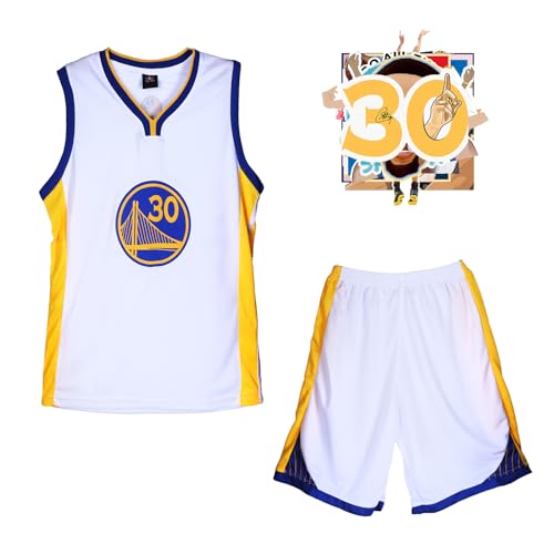 yumcute 2-Teiliges Basketball Trikot Kinder, Basketball Jersey Shirt und Shorts, Basketball ärmellose Anzug Jersey and Pants, Nr.30 Basketball Trikot, Kinder Basketball Jersey Set für 4-14 Jahre von yumcute