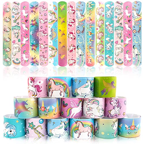 yumcute 30Pcs Slap Armbänder für Kinder Einhorn Slap Bands für Kinder Party Bag Fillers für Kinder Party Bags Fillers Snap Bands Armbänder Party Supplies Geschenke Spielzeug von yumcute