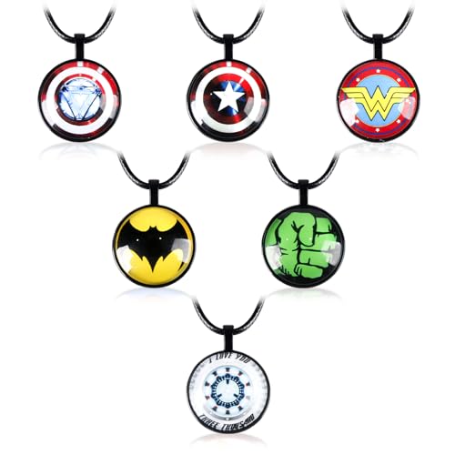 yumcute Halskette Anime,6 Stück Superhelden Halskette Schmuck Spider Hero Anhänger Cartoon Halskette Schmuck Geschenk für Jungen Mädchen Anime Fan yumcute Halskette Anime,6 Stück Superhelden Halskette Schmuck Spider Hero Anhänger Cartoon Halskette Schmuck Geschenk für Jungen Mädchen Anime Fan von yumcute