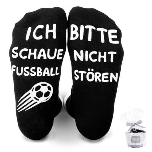 yumcute Fußball Geschenke für Männer, Bitte Nicht Stören Ich Schaue Fussball Socken mit Spruch für Männer Opa Papa Socken Herren 37-44 von yumcute