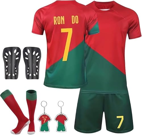 yumcute Fußball Trikot Kinder, Fussball Trikot Nr. 7/ Nr. 9 Fussball Socken Fußball Jersey Schlüsselanhänger und Knieschützer, Outdoor Fußball Jersey für Junge Anzug yumcute Fußball Trikot Kinder, Fussball Trikot Nr. 7/ Nr. 9 Fussball Socken Fußball Jersey Schlüsselanhänger und Knieschützer, Outdoor Fußball Jersey für Junge Anzug von yumcute