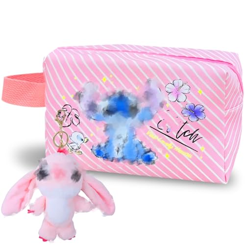 yumcute Kosmetiktasche 2 Stück Set Mit Schlüsselanhänger und Cartoon Make-up Tasche Reise-Kosmetiktasche Kulturtasche Hohe Kapazität Geschenk für Mädchen von yumcute