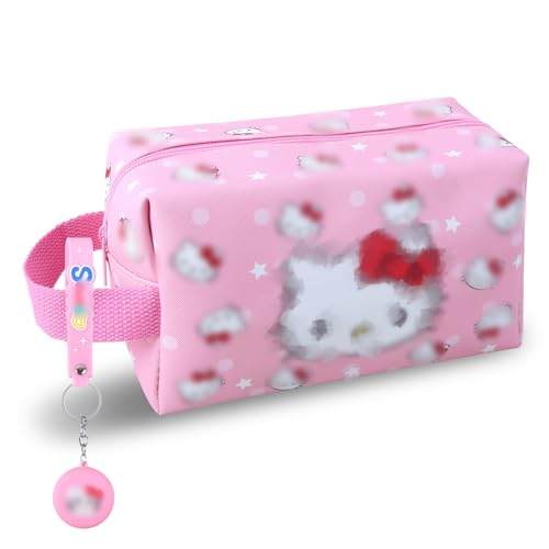 yumcute Kosmetiktasche 2 Stück Set Mit Schlüsselanhänger und Cartoon Make-up Tasche Reise-Kosmetiktasche Kulturtasche Hohe Kapazität Geschenk für Mädchen von yumcute