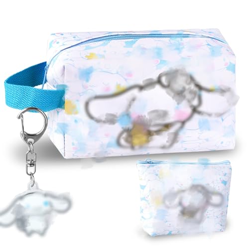 yumcute Kosmetiktasche 3 Stück Set Mit Schlüsselanhänger Portemonnaie und Cartoon Make-up Tasche Reise-Kosmetiktasche Kulturtasche Hohe Kapazität Geschenk für Mädchen von yumcute