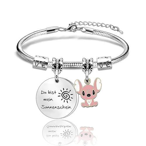 yumcute Stitch Armband Lilo und stitch Bettelarmband,Rosa Cartoon Schmuck Stitch Armband Schwester Süßes Armband Mädchen Geburtstagsgeschenke Weihnachtsgeschenke Geschenk für Mädchen Kinder von yumcute