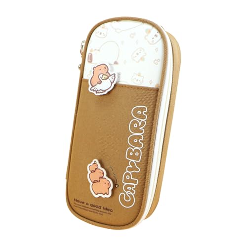 yupeuooe Capybara Federmäppchen, niedliches Federmäppchen, große Kapazität, Capybara-Bleistifttasche, mehrschichtiges Federmäppchen, niedlicher Arbeitsplatz, Schreibwaren, Make-up-Tasche, Capybara von yupeuooe