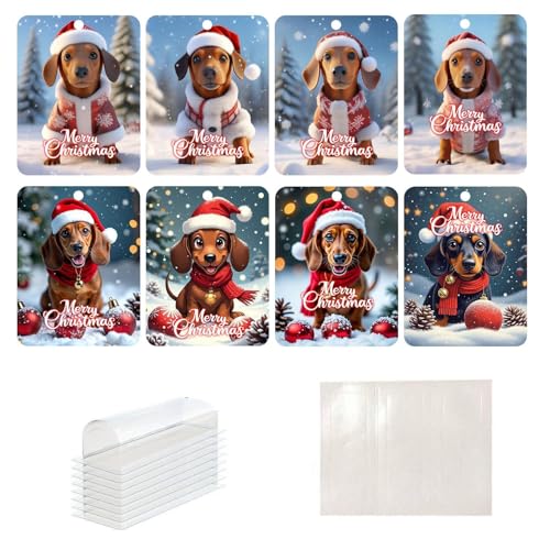 yupeuooe Geldhalter für Bargeld,Weihnachts-Geldhalterkarten - 8 Stück Hunde-Geldkarten-Geldhalter | Cash Lustige Weihnachtsanhänger mit Umschlägen, Weihnachtsschmuck für den Weihnachtsbaum von yupeuooe
