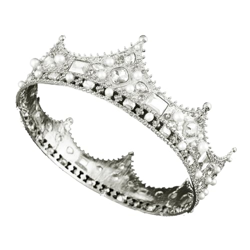 Königin Krone für Frauen, Barock Hochzeit Tiaras und Kronen, Vintage Queen Tiara Luxus Strass Hochzeit Krone, Kopfschmuck für Geburtstag Prom Cosplay Party, silver, Legierung, Zirkonia von yuruyi