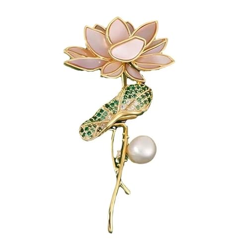 yuruyi Einzigartige Lotusblüte Perle Brosche Pin für Frauen Strass Anstecknadel Hochzeit Party Abschlussball Mode Chaming Kleid Clip Kleidung Zubehör Goldton von yuruyi