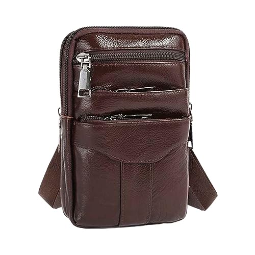 Strapazierfähige Leder Gürteltasche für Herren, Essentials, sichere Umhängetaschen, Umhängetasche, Hüfttaschen, Hüfttasche, Gürteltaschen, Dunkelbraun von yuwqqoajv