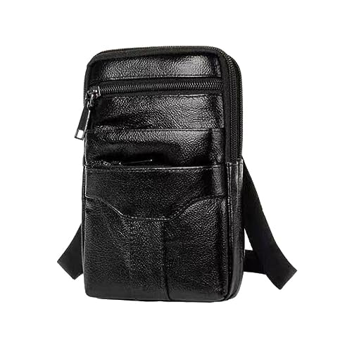 Strapazierfähige Leder Gürteltasche für Herren, Essentials, sichere Umhängetaschen, Umhängetasche, Hüfttaschen, Hüfttasche, Gürteltaschen, Schwarz von yuwqqoajv