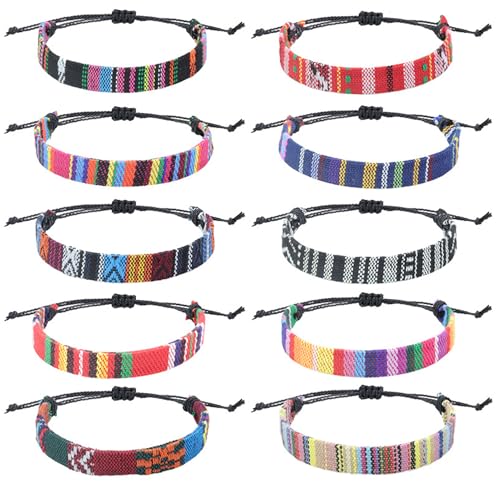 yuwqqoajv Bekleidungszubehör Stoffarmband Gewebte Fußkettchen Für Sommer Strand Surfen Leinen Regenbogen Ethno Stil Armband von yuwqqoajv