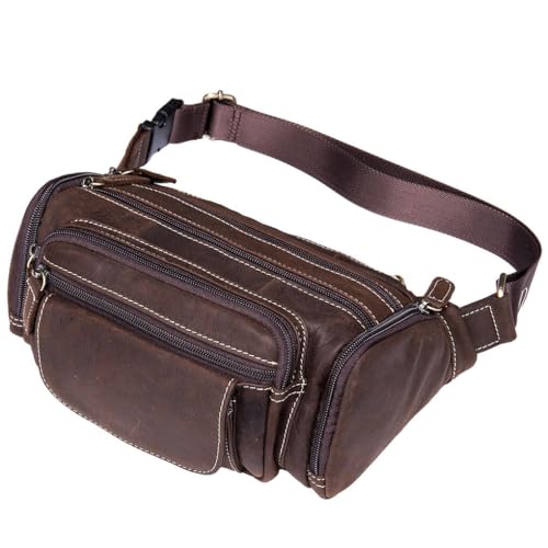 yuwqqoajv Bequeme und praktische Hüfttasche für Männer, Geschenke für Abenteuerbegeisterte, Verstellbarer Riemen, PU Mann Gürteltasche, Hüfttasche, 8355G dunkler Kaffee von yuwqqoajv