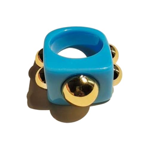 yuwqqoajv Modische Arcylic Klobige Ringe für Damen, modisches Accessoire, Gold, modische Ringe, Zubehör, ABS, Damen Geschenk, Fingerring, Blau von yuwqqoajv