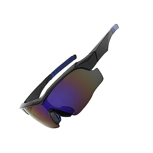 yuwqqoajv Outdoor Sportbrille für Herren – winddichte und bequeme Brillen Sonnenbrille, leicht, modisch, langlebig, wasserdicht, Schwarz Blau, Schwarz Blau von yuwqqoajv