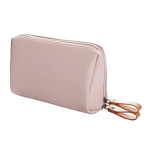 yuwqqoajv Reise Make up Tasche, langlebige und praktische Aufbewahrungslösung, Polyester Kosmetiktasche für Damen, einfarbige Kosmetik, Graurosa von yuwqqoajv