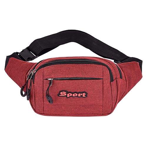 yuwqqoajv Strapazierfähige und exquisit gefertigte Damen Sport Hüfttasche, Stoff Gürteltasche, Umhängetasche, lässig, Verstellbarer Riemen, eng anliegend, Rot von yuwqqoajv