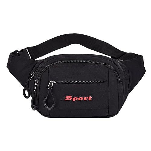 yuwqqoajv Strapazierfähige und exquisit gefertigte Damen Sport Hüfttasche, Stoff Gürteltasche, Umhängetasche, lässig, Verstellbarer Riemen, eng anliegend, Schwarz von yuwqqoajv