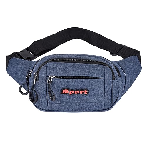 yuwqqoajv Strapazierfähige und exquisit gefertigte Damen Sport Hüfttasche, Stoff Gürteltasche, Umhängetasche, lässig, Verstellbarer Riemen, eng anliegend, Tiefes Blau von yuwqqoajv