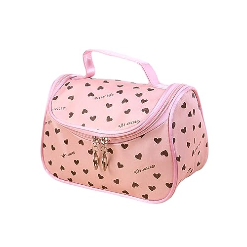 yuwqqoajv Taschen Organizer für Damen – große Öffnung, großes Fassungsvermögen, tragbarer Polyester Organizer, Zubehör, Reise Organizer, Kosmetik, Rosa Herz von yuwqqoajv