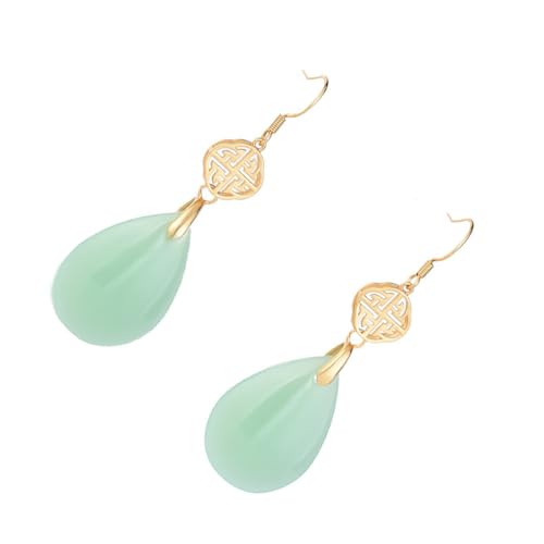 yuwqqoajv Trendige hypoallergene Sterlingsilber Ohrringe für vielfältige Anwendungen. Vintage grüne Jade Ohrringe in Wassertropfenform von yuwqqoajv
