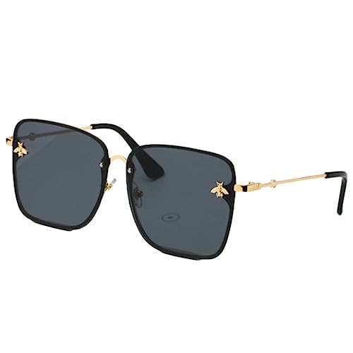 yuwqqoajv Vintage Brille mit Metallrahmen – klassische und bequeme Designer Sonnenbrille mit leichtem Rahmen für Damen, Platte aus schwarzer Esche von yuwqqoajv