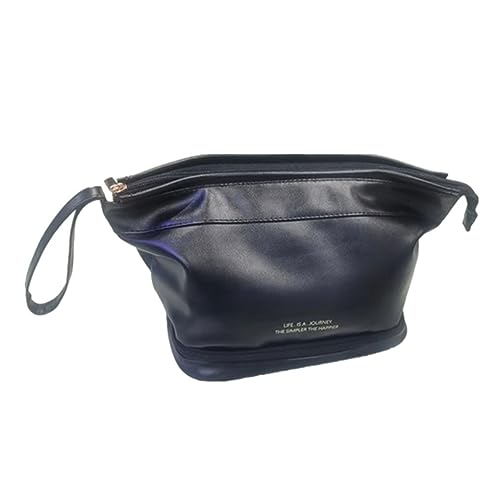 yuwqqoajv wasserdichte Damen Make up Tasche mit großem Fassungsvermögen für Reisen, PU Kosmetiktasche, tragbare Aufbewahrung, weiche Textur, geringes Gewicht, Schwarz von yuwqqoajv