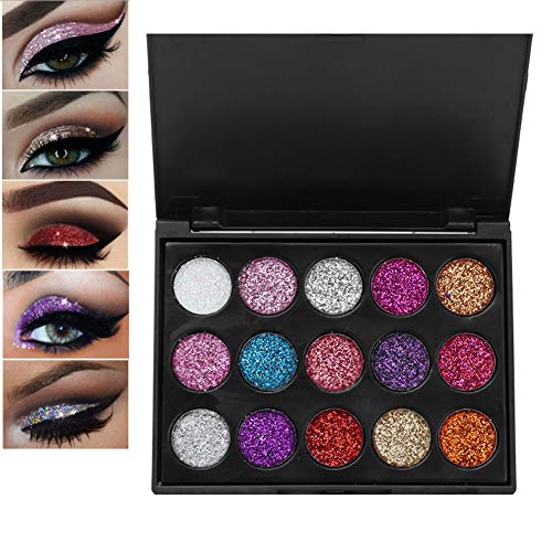 15 Farben Wasserdicht und Glanz Lidschatten Palette, Shimmer Lidschatten Kosmetikpulver von YUYTE