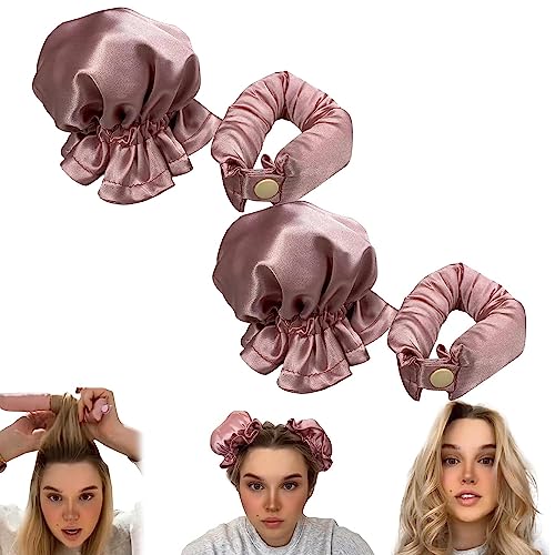 2 Stück Heatless Curling Hat, Heatless-Hair Curler Overnight Curls, Heatless Buns Curling Rod Headband To Sleep In, Curls DIY Hair Styling Curling Rod for Long Medium Hair Mädchen Frauen (A) von yuyuanDO