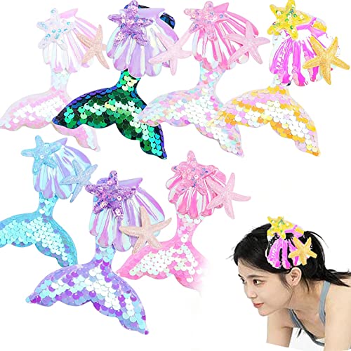 Haarspangen mädchen, 7pcs meerjungfrau haarschmuck, aarspange Eiskönigin-haarspange kinder, Bunte Pailletten hair clips, kinder haarschmuck Geeignet für Frauen Mädchen/Geburtstagsgeschenke (A) von yuyuanDO