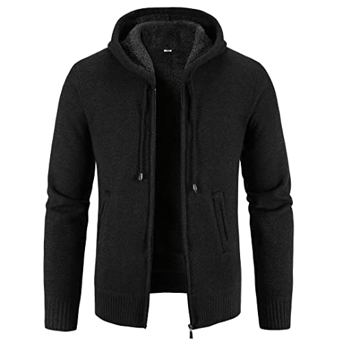 yuyungongsi Hoodie Herren Strickjacke Herren Zip Pullover Sweatjacke Herren Kapuzenjacke Kapuzenpullover Hoodie hHerren Schwarz Grau Winter Outdoor Herren Hoodie Herren Kapuzenjacke von yuyungongsi