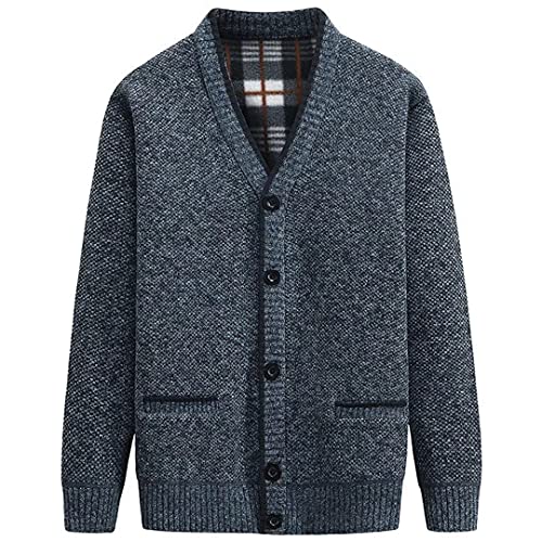 yuyungongsi Strickjacke Herren Cardigan Pullover - Gestrickt Trachtenjacke Cardigan Herren Schwarz Grau mit Taschen Pullover Winter Strickjacke für Herren Blau XS von yuyungongsi