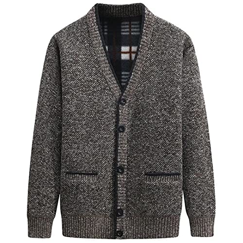Yuyungongsi Strickjacke Herren Cardigan Pullover - Gestrickt Trachtenjacke Mit Taschen Schwarz Grau Braun Winter L von yuyungongsi