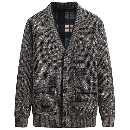 yuyungongsi Strickjacke Herren Cardigan Pullover - Gestrickt Trachtenjacke Cardigan Herren Schwarz Grau mit Taschen Pullover Winter Strickjacke für Herren Braun S von yuyungongsi