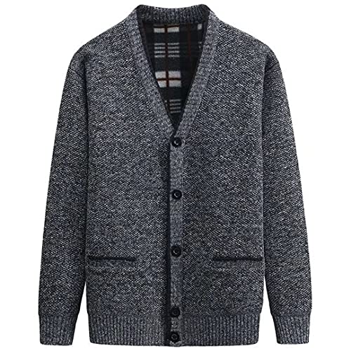 yuyungongsi Strickjacke Herren Cardigan Pullover - Gestrickt Trachtenjacke Cardigan Herren Schwarz Grau mit Taschen Pullover Winter Strickjacke für Herren Grau 1 XXL von yuyungongsi