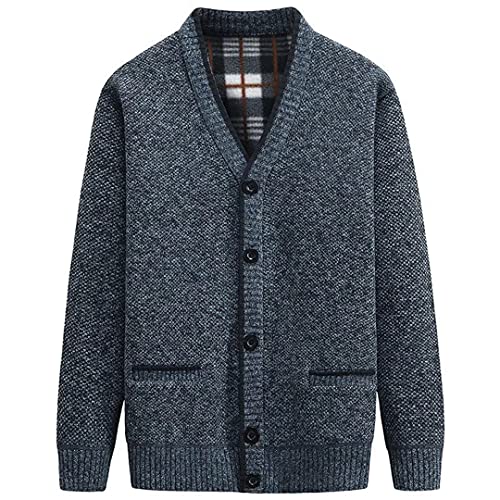 yuyungongsi Strickjacke Herren Cardigan Pullover - Gestrickt Trachtenjacke Cardigan Herren Schwarz Grau mit Taschen Pullover Winter Strickjacke für Herren Blau S von yuyungongsi