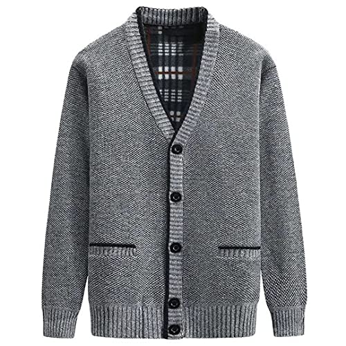 yuyungongsi Strickjacke Herren Cardigan Pullover - Gestrickt Trachtenjacke Cardigan Herren Schwarz Grau mit Taschen Pullover Winter Strickjacke für Herren Grau 2 L von yuyungongsi