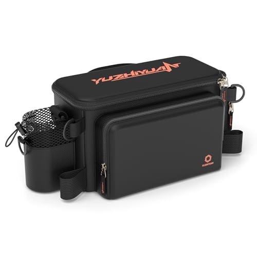 yuzhiyuan Angelausrüstungstasche mit Rutenhalter, tragbar & leicht, Angeltasche - passend für Tackle Boxen & Ausrüstung, Angelgeschenke für Männer (groß - schwarz) von yuzhiyuan