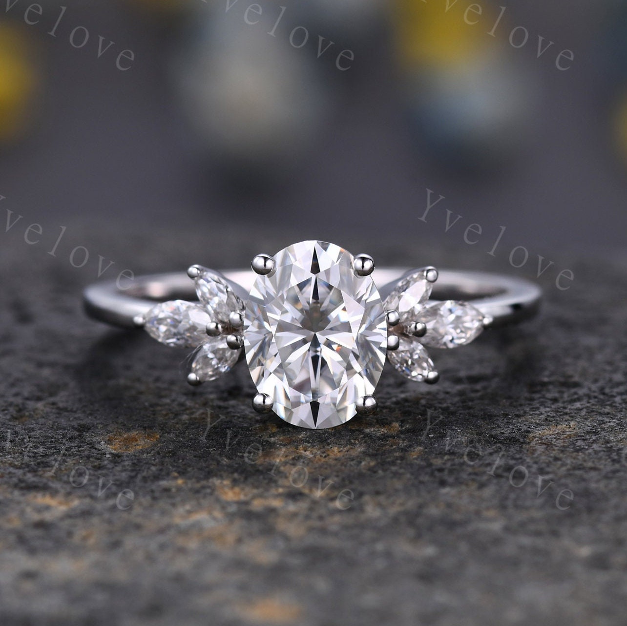 Vintage Moissanit Ehering Oval Verlobungsring Unikat Marquise Geschnitten Frauen Stapeln Passende Band Silber Ring Geschenk von yvelove