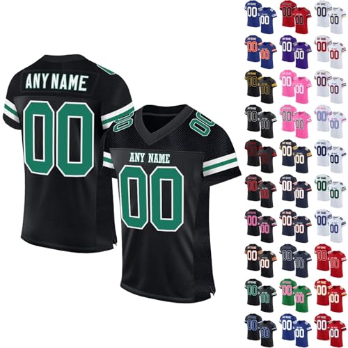 Personalisiert American Football Trikot Spieltrikots mit Name Nummer Logo Personalisierte Trikot T-Shirt für Kinder Erwachsene Junge Mädchen Herrn Damen von ywkiyrs