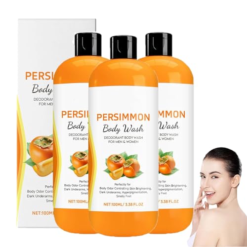 Persimmon Fresh Duschgel für Damen und Herren–Natürliches Deodorant zur Kontrolle von Körpergerüchen,tiefenreinigend und feuchtigkeitsspendend,sanfter Inhaltsstoff aus Persimmon-Extraktionsöl (3pcs) von yxcully