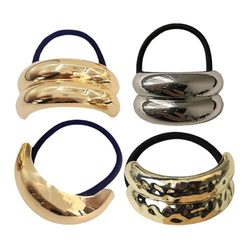 yybng 4 Stück Metall-Haargummis, Schwarz, Elastisches Haarband für Frauen und Mädchen von yybng