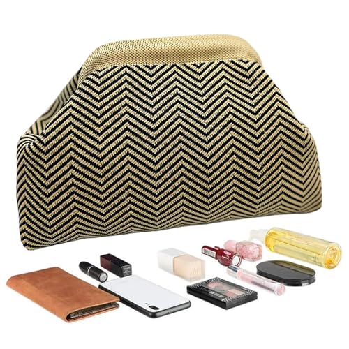 Häkelkupplungsbeutel - Handgefertigter Strickknitstil -Abendtasche, Leichter Stoff Reißverschlussbeutel | Stylish Casual Handheld -Tasche Für Hochzeitsreise Urlaubsnutzung, Frauenzubehör Für Veranstal von yztju