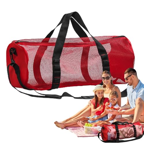 Netz-Turnbeutel – zylindrisches Design, großes Fassungsvermögen, praktischer Innenhaken, multifunktionale Netztasche mit verstellbarem Riemen für Schnorchelausrüstung, Fitness, Reisen und von yztju