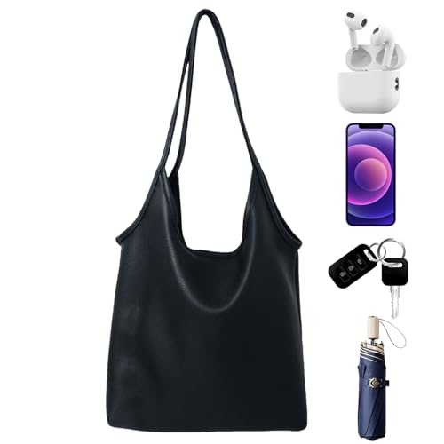 Tote für Damen – Tote mit großer Kapazität, elegant | Umhängetasche aus PU-Leder Hand für Reisen Reißverschluss Arbeitsspitze, Schwarz, Se référer au descriptif von yztju