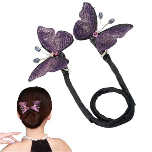 yztju Haarschmuck für Duttfrisuren, Lazy Hair Curler Bun Maker - Frisur-Dutt-Zubehör mit 2 portable, eleganter Haarschmuck, Schmetterlings-Haarspange, bequem für Frauen von yztju