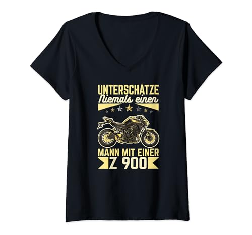 Damen z900 Motorrad Motorradfahrer Biker T-Shirt mit V-Ausschnitt von z900 Motorrad Biker