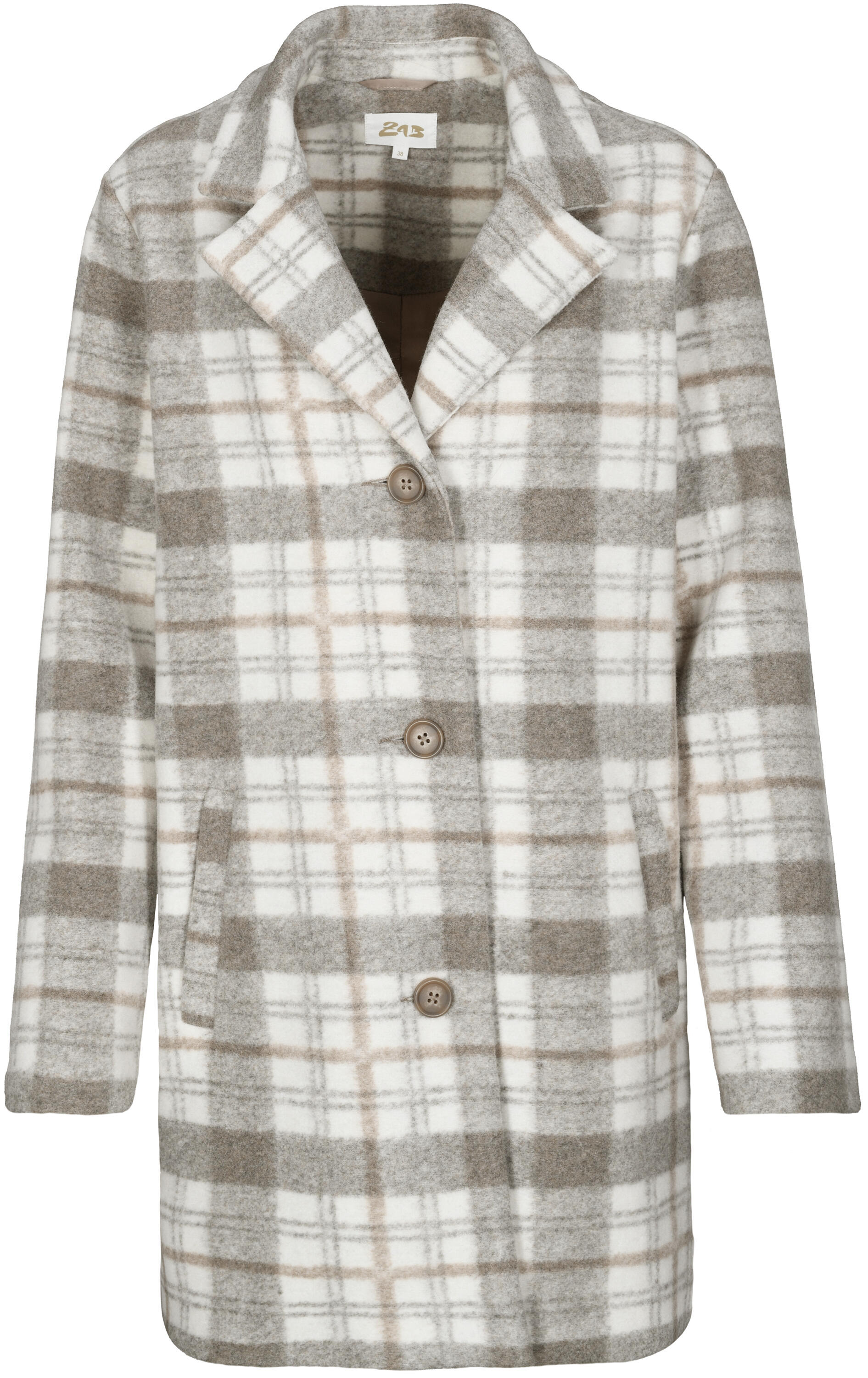 zab company - Da. Mantel, Wolloptik taupe-offwhite - Gr. - 46 von zab company