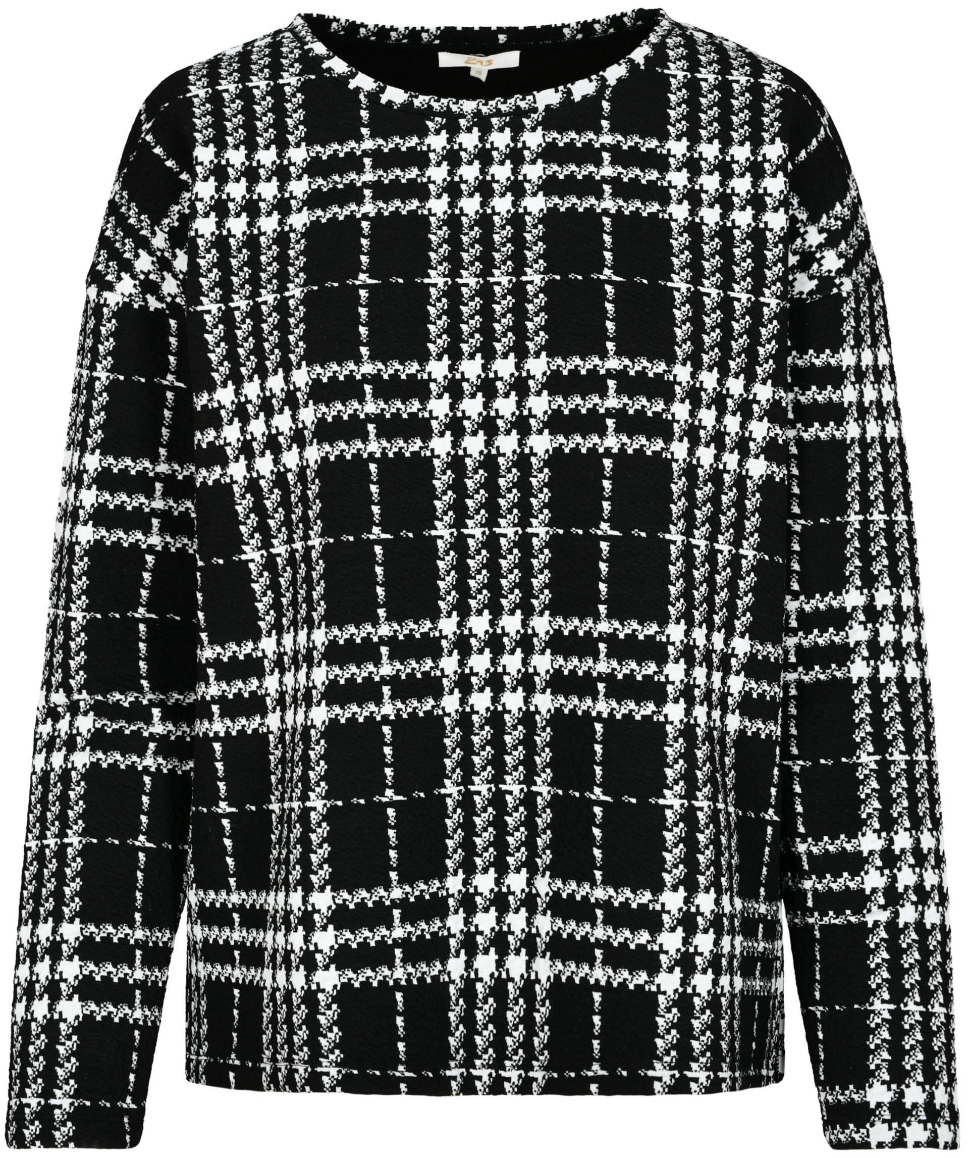 zab company - Da. Struktur-Shirt, 1/1 Arm schwarz-karo - Gr. - 44 von zab company